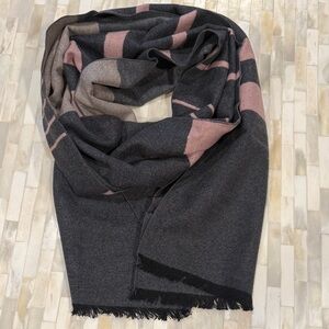 Chic Striped Pink and Dark Gray Scarf
